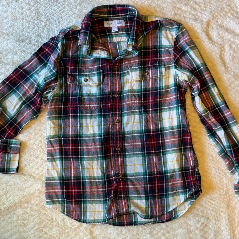 Old Navy Women's Plaid Button Down Shirt - Red, Green, Blue